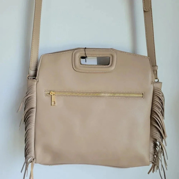 AHDORNED, New, Dakota Taupe Vegan Leather Fringe Crossbody Purse Tote Bag - Picture 8 of 15